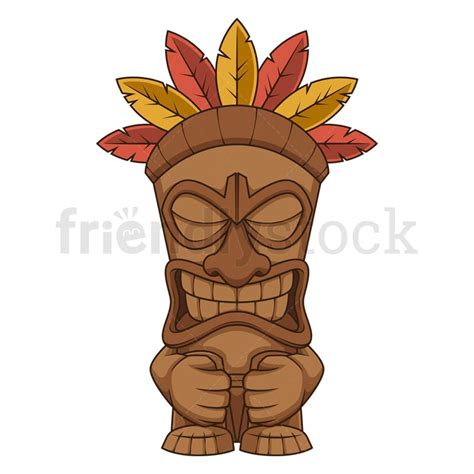 Wooden Tiki Statue Cartoon Clipart Vector - FriendlyStock