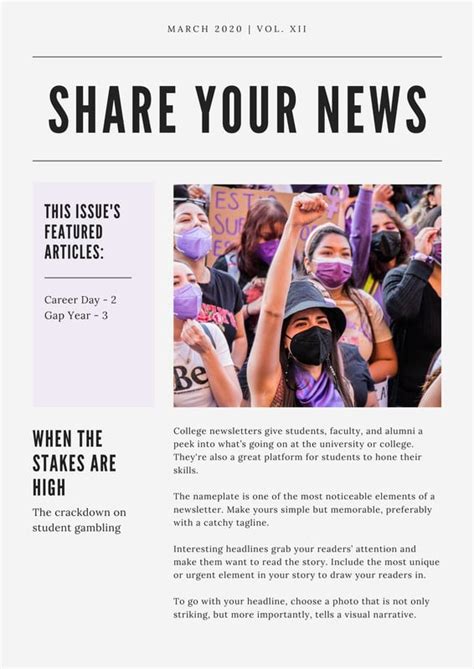 page    customizable professional newsletter templates canva