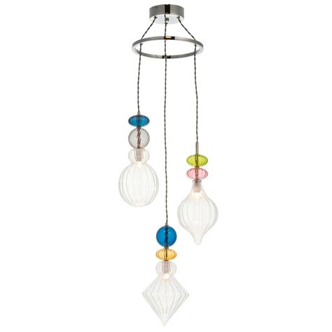 Endon April Chrome Light Pendant Multi Coloured Glass