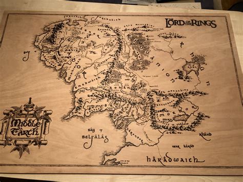 Woodburned Map Of Middle Earth 90x60cm 9gag