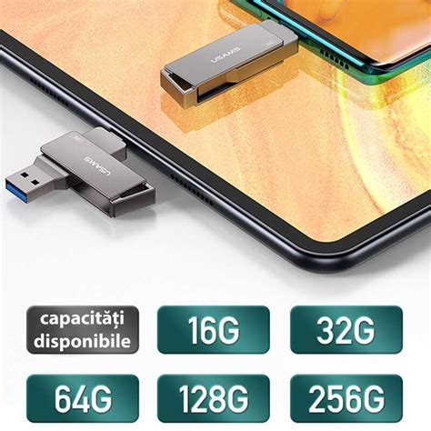 Stick De Memorie Rotabil Usb Type C Gb Usams Flash Drive Gri Us