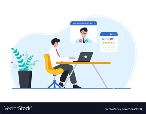 Man on online job interview concept using Vector Image