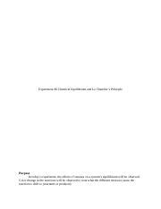 Equilibrium Prelab Docx Experiment 6 Chemical Equilibrium And Le