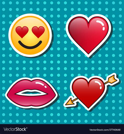 Love badges stickers set in pop art comic style Vector Image