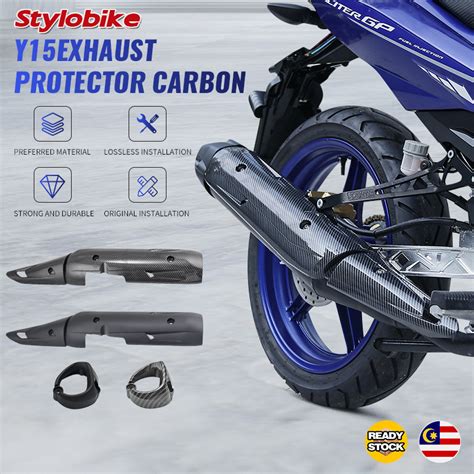 Yamaha Y15 Zr Ekzos Cover Carbon Y15zr V1 V2 Exhaust Muffler Protector Cover Carbon End Cap