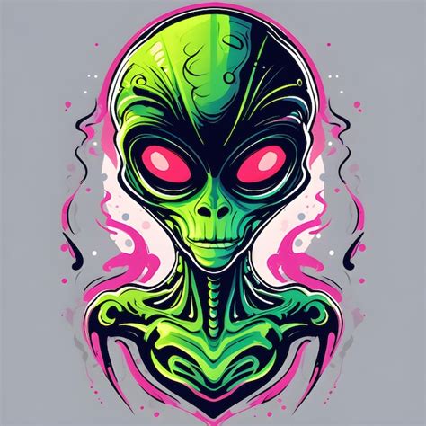 Premium Photo | A drawing of a alien with a green alien face