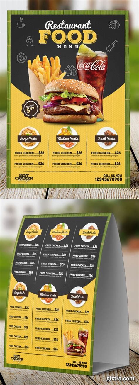 Restaurant Table Tent Food Menu Psd Mockup Template Gfxtra