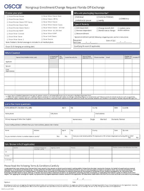 Fillable Online Enrollment Form Fl Oscar Nongroup Usermanual