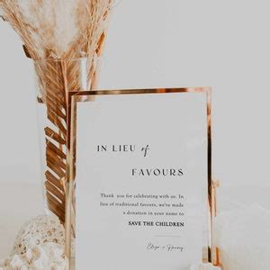 In Lieu Of Favors Sign Minimalist In Lieu Of Favours Sign Modern