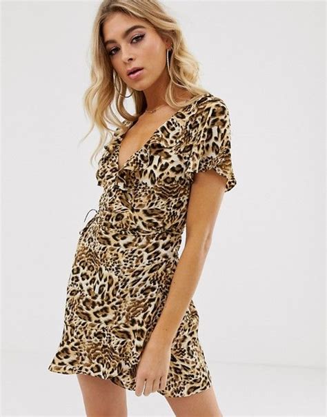 Missguided Wrap Tea Dress In Leopard Print Asos Maxi Dress Prom V