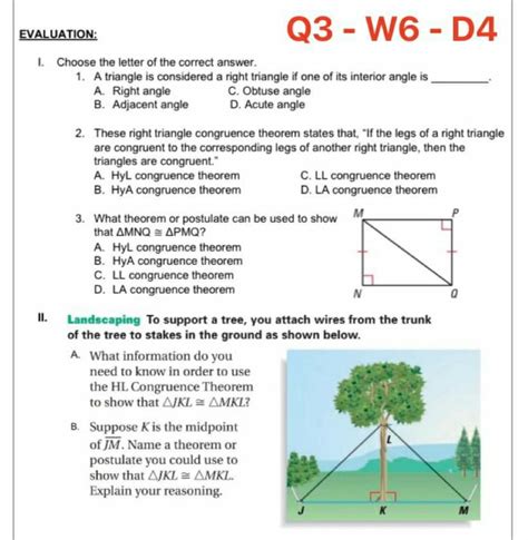 Solved Evaluation Q3 W6 D4 I Choose The Letter Of The Cor Geometry