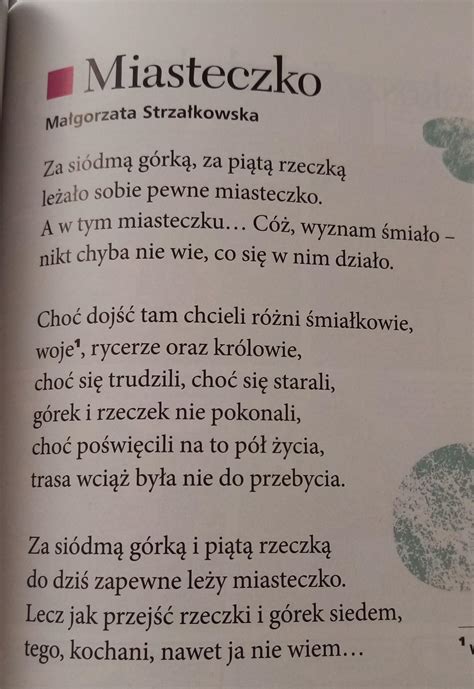 Wypisz wyrazy z trudnością ortograficzną z wiersza Miasteczko