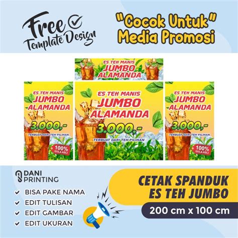 Banner Spanduk Booth Es Teh Jumbo Bagian Cm X Cm Bisa Di Edit