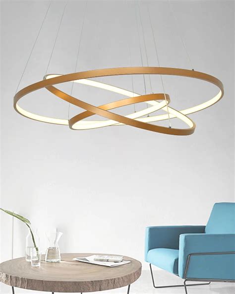 LED Hanglamp Goud 80cm 60cm 40cm 3 Lichts Ring Cirkel Mat