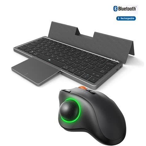 Teclado Bluetooth Sem Fio Dobr Vel Touchpad Chaves Capa De Couro