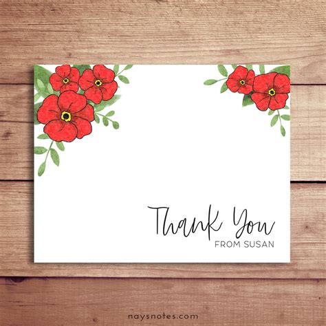 Poppy Note Cards Poppy Thank You Notes Folded Poppy Notes Etsy