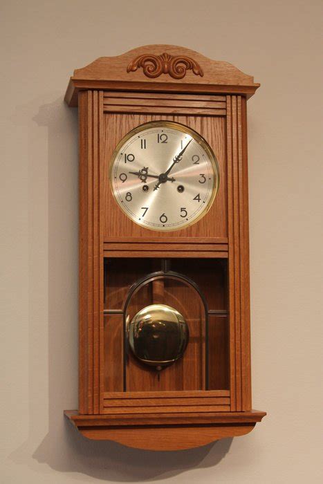 Light Oak Pendulum Chiming Wall Clock - Wall Design Ideas