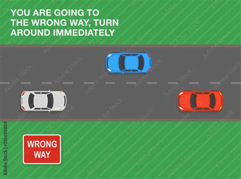 Vetor De Safe Driving Tips And Traffic Regulation Rules Wrong Way Road