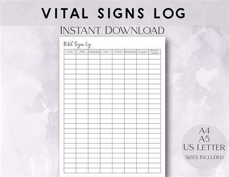 Template Free Printable Vital Signs Flow Sheet