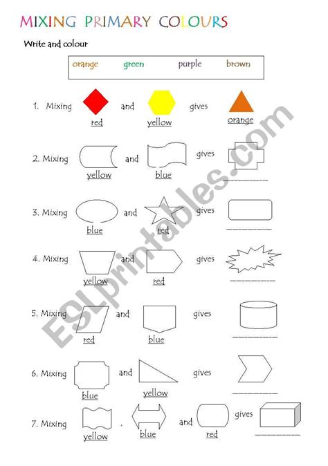 English Worksheets Mixing Primary Colours Worksheets Library