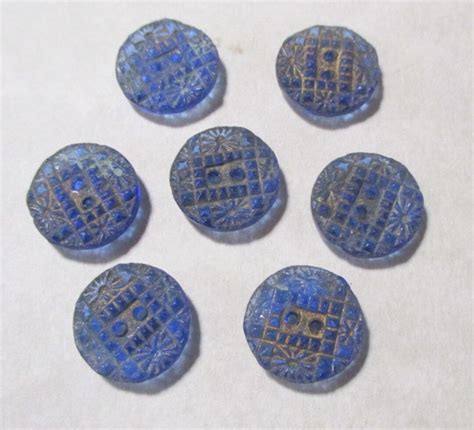 Blue Glass Vintage Button Lot Of 7 Etsy