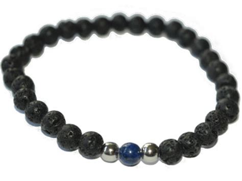 Bracelet En Pierre De Lave Et Perle De Lapis Lazuli Davelli