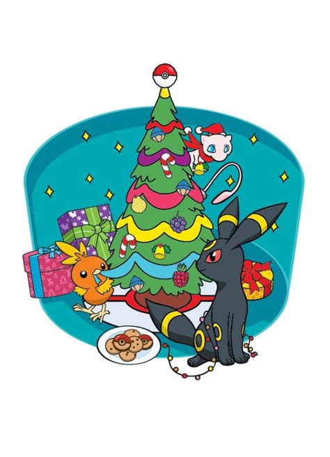 Official Pokémon Christmas Holiday Artwork Features Mew Torchic And Umbreon Pokémon Blog