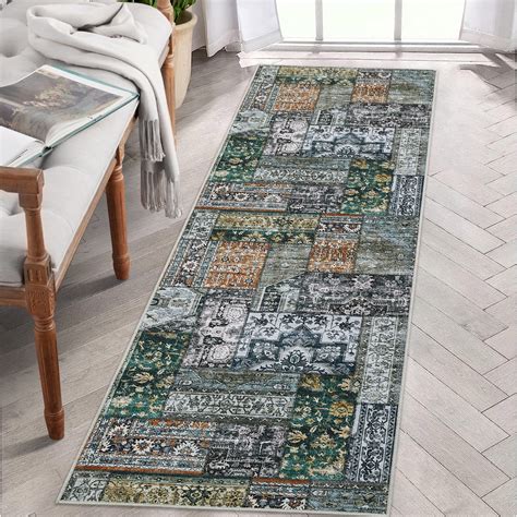 GlowSol 2 X 6 Patchwork Runner Rug Traditional Vintage Floral Print