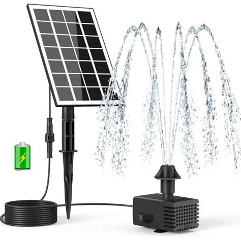 Fontaine Solaire W Avec Batterie Mah Upgraded Ft Fil