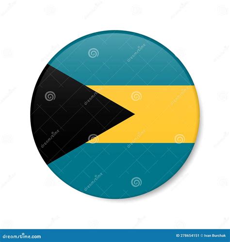 Bahamas Circle Button Icon Bahamian Round Badge Flag 3d Realistic