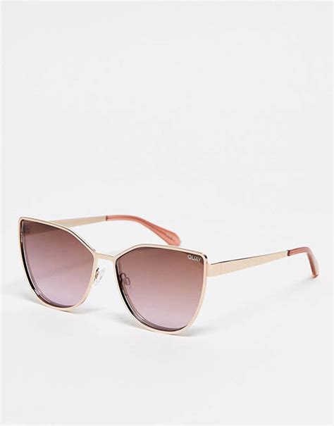 Quay In Pursuit Cat Eye Festival Sunglasses In Rose Gold Asos