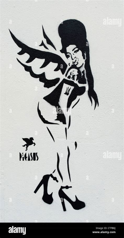 Amy Winehouse Angel Stencil Street Graffiti Camden Town London Stock