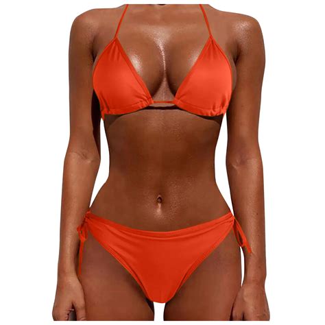 Women S Split Bikini Set Fashion Classic Simple Solid Color Swimsuit