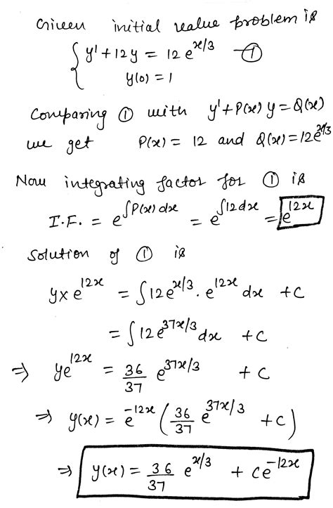 Solved Find The Solution Of The Following Initial Value Problem Y