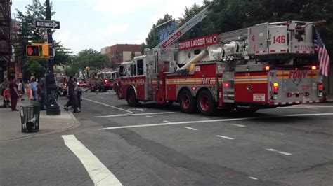 FDNY Tower Ladder 146 Responding As The FAST Truck Into 10 75 Fire