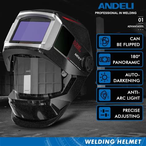 ANDELI Large View Welding Helmet Flip Up Auto Darkening Welding With