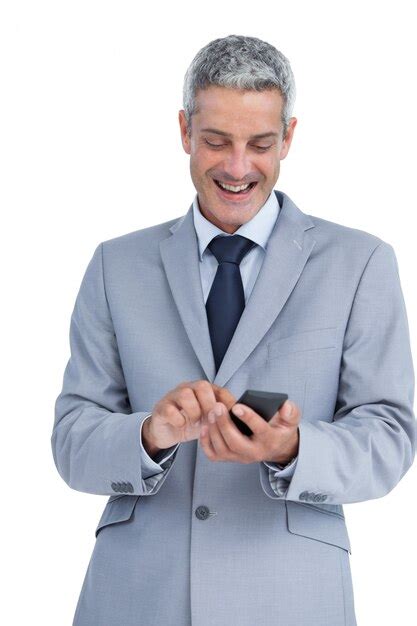 Premium Photo Happy Businessman Sending Text Message