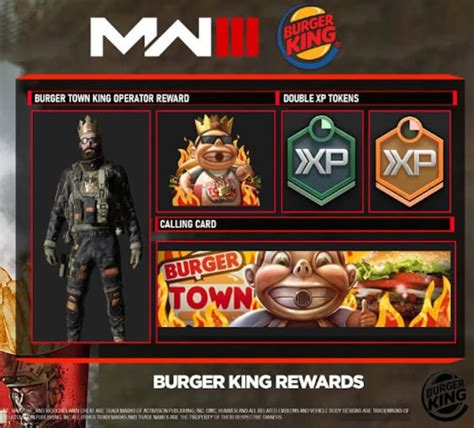 CALL of DUTY MW3 Burger King Burger Town Operator Skin Charm 2XP 2 Codes - Etsy