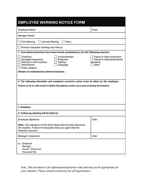 Employee Warning Notice Download 56 Free Templates And Forms