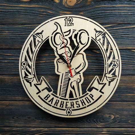 Barbershop Wood Clock Man Salon Wall Art Clock Handmade Clocks