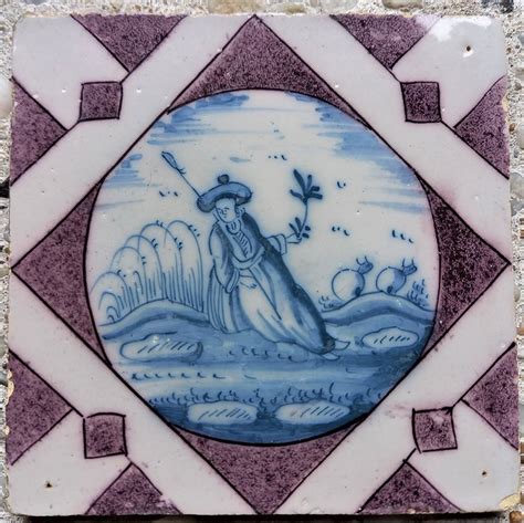 Antique Delft Tile With Shepherdess Earthenware Catawiki