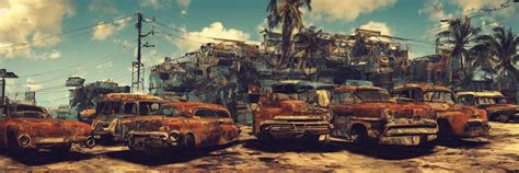 Fallout Miami Outdoors Ruined Tropical City Stable Diffusion