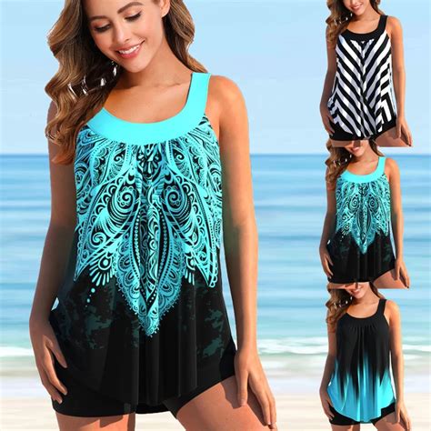 Women Beachwear Swim Rainbow Fire Summer Tankini Monokini Swimwear