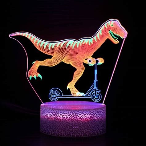 Dinosaur D Lampe Multifarvet Lys Og Fjernbetjening