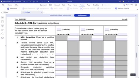 Instructions Pour Remplir Le Formulaire 1045 De L IRS