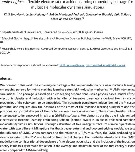 Emle Engine A Flexible Electrostatic Machine Learning Embedding