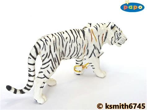 Papo White Tiger Solid Plastic Toy Figure Wild Zoo Animal Cat New 💥