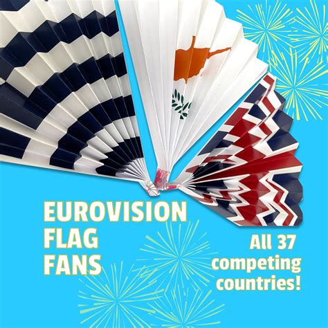 Printable Eurovision Flags Paper Fans Fun Alternative to a Bunting Must ...