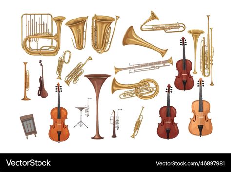 Popular music instruments icons of set isolated Vector Image