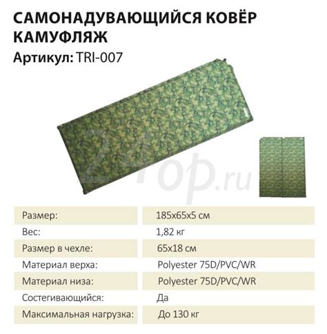 Купить Tramp ковер самонадувающийся камуфляж TRI-007 в СПБ, Москве ...